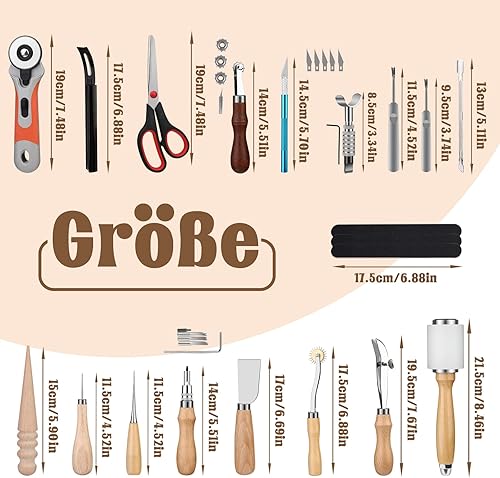 Lot de 264 outils de travail du cuir et accessoires avec outils de tampon pour cuir, groover et rivets pour la couture, le poinçonnage, la découpe, le poinçonnage, le poinçonnage, l'artisanat du cuir - Nail Gallerys