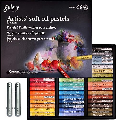 Mungyo Gallery Lot de 48 pastels à l'huile douce non toxiques avec 2 supports de pastel pour artistes et professionnels - Nail Gallerys