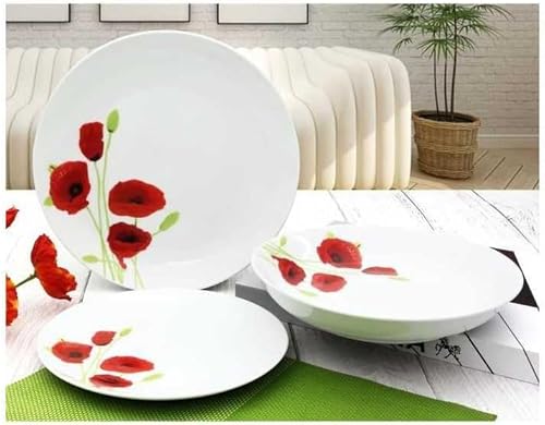 Service de Table 18 pieces en porcelaine Coquelicot rouge et blanc - Nail Gallerys