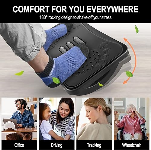 Kezidhp Repose-Pieds Ergonomique Massant Shiatsu - Appuie-Pieds Adjustable pour Bureau et Domicile, Soulagement Douleurs Lombaires/Jambes Lourdes, Améliore la Posture et Circulation Sanguine - Nail Gallerys