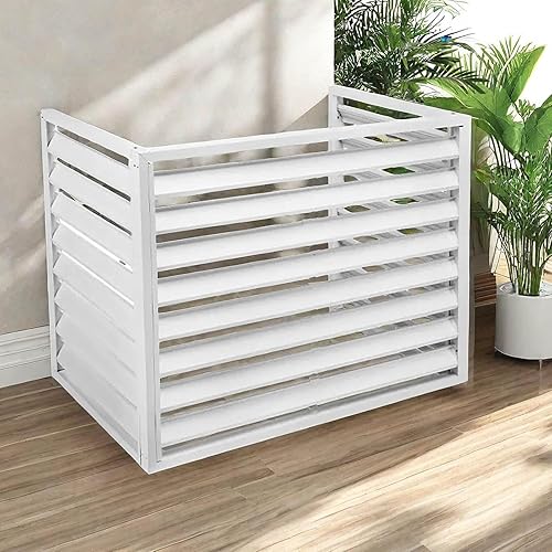Cache Climatiseur Exterieur Aluminium Pompe A Chaleur Couverture De Protection Antipoussière Écran De Clôture For Climatiseur Support Grille Cache Radiateur(Blanc,100 * 50 * 70cm/40 * 20 * 28in) - Nail Gallerys