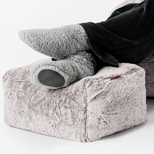 Lounge Pug - Fausse Fourrure Lapin - Pouf Repose Pied - Gris Clair - Nail Gallerys