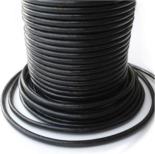 Auroris Cordon en Cuir Rond Noir Ø 2 mm Rouleau de 25 mètres - Nail Gallerys