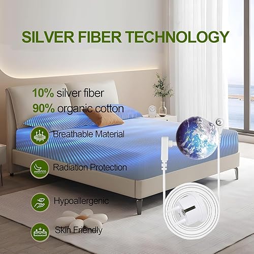 RIQINXIN Drap-Tapis de Mise à la Terre - 10% Fibre d'argent & 90% Coton Bio - Améliore Le Sommeil et Soulage Les Douleurs Grau (160x200cm) - Nail Gallerys