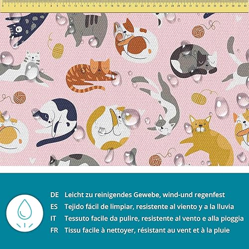 DreamRoots Tissu imperméable extérieur au metre 160 cm Largeur - Toile exterieure impermeable 100% de polyester 600D 220g/m - Tissus au metre ameublement Foxes Pastel 1M - Nail Gallerys