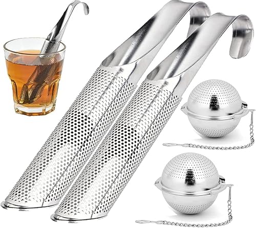 4 Pièces Diffuseur De Thé En Acier Inoxydable, Infuseur Thé en Acier Inoxydable Avec Chaîne Inoxydable Maille Boule de Thé Passoire à Thé Boule à Thé Tamis pour Thé en Vrac et épices - Nail Gallerys