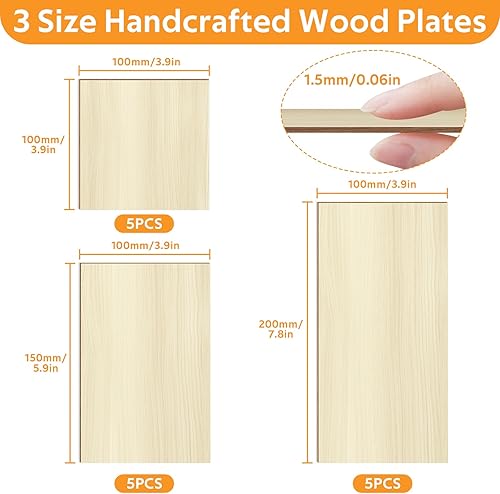 Realure 15 Contreplaqué Bois Pour Le Bricolage, 100 X 100 mm, 100 X 150 mm, 100 X 200 mm, Plaque Bois Pour Le Bricolage, Contreplaqué De Qualité 1.5 mm Pour Gravure Laser, Pour Modelisme - Nail Gallerys