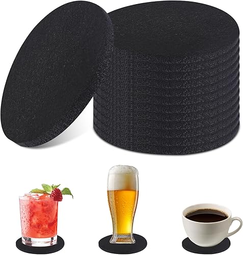 Lot de 30 Dessous de Verre Feutre Ronds sous-Verre Feutre Dessous Verre Noir Dessous-Verres Ronds en Feutre Boissons sous-Verres sous Verre pour Boissons Tasses Bar Verre - Nail Gallerys