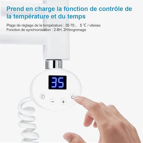 Heilmetz Élément Chauffant pour Radiateur de Salle de Bain avec Thermostat, avec Contrôleur de Température et Fonction de Synchronisation 600W, pour sèche-Serviettes Uniquement - Nail Gallerys