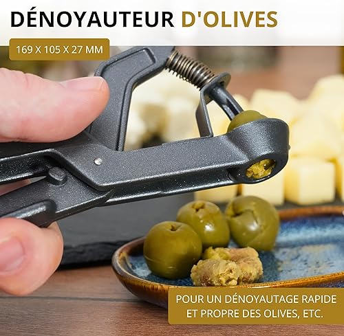 Westmark Dénoyauteur à Olives Olivus Black Edition – Dénoyauteur pour Petites et Larges Olives – Appareil Pratique Utilisable à Une Main avec Ressort – Anthracite - Nail Gallerys