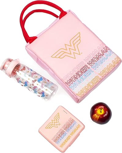 DC Comics Wonder Woman Sac à déjeuner | Ensemble de 3 pièces de style fourre-tout rectangulaire avec bouteille d'eau et contenant à collation | Adoptez le pouvoir des super-héros - Nail Gallerys