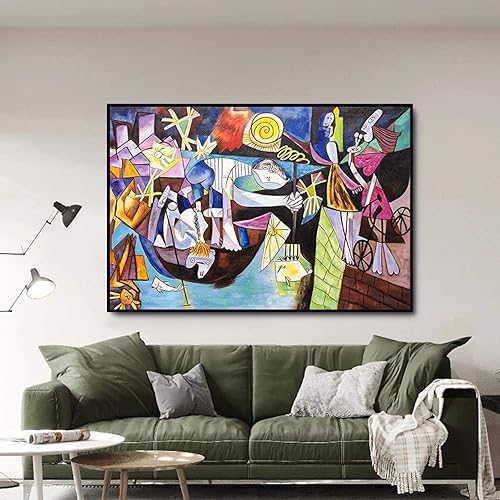 Picasso Giclee Art Paper Print Art Works Reproduction Picasso Toile Peinture pour Salon Décoration Murale Prêt à Accrocher 40x90cm (16x35in) Avec Cadre - Nail Gallerys