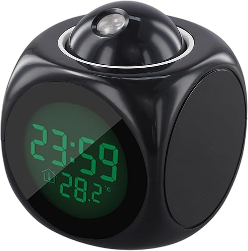 Eawfgtuw Horloge projecteur d'affichage de plafond avec activation vocale, pour une utilisation nocturne, réveil numérique, projecteur de plafond, moniteur de température (noir) - Nail Gallerys