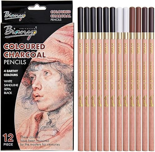 Lot de 12 crayons de couleur fusain de 4 couleurs pour artistes, débutants, professionnels, adultes - Nail Gallerys