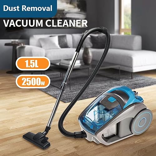 Aspirateur cylindrique cyclonique sans sac – 2500 W avec filtre HEPA pour le nettoyage des poils d'animaux, tapis – Aspirateur à faible bruit pour planchers en bois dur – Capacité de 1,5 l et tuyau - Nail Gallerys