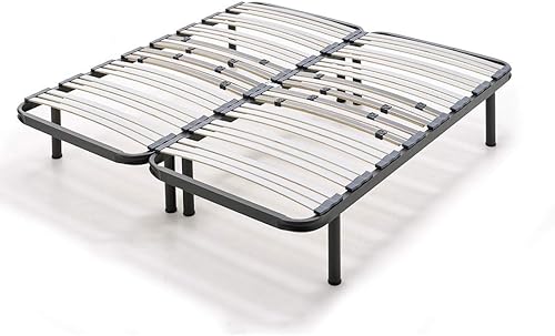 HOGAR24 ES Sommier multilattes avec réglage Lombaire (2 sommiers de 90 cm avec Serrage) + 8 Pieds cylindriques de 26 cm, 180 x 190 cm - Nail Gallerys
