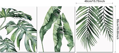 LMYSUFI Feuille Impressions D'Art Mural Plantes, 3 Pièces Tropical Maternelle Botanique Art Mural Feuilles Vertes Décoration Murale Affiche Moderne, pour Chambre Salon, Pas de Cadre 40x50cm - Nail Gallerys