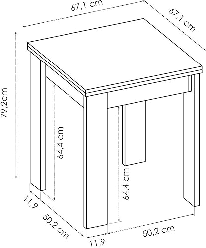 Dmora - Table Extensible Comer, Console Extensible Multi-Positions, Table Console auxiliaire Pliante, 67/134x67h79 cm, Chêne - Nail Gallerys