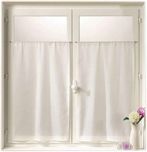 Linder 0323 /15/415 Paire de Vitrages Droits Etamine Champagne Passe Tringle 45 x 60 cm, Blanc - Nail Gallerys