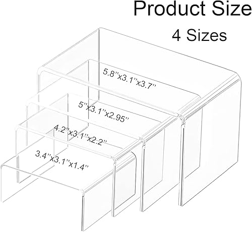 ONEINHE Lot de 4 présentoirs en acrylique pour figurines, cupcakes, desserts, bijoux, présentoirs, claire - Nail Gallerys