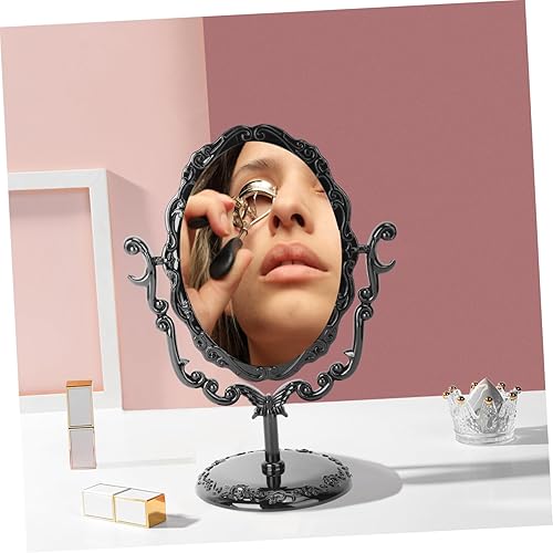 Mipcase Miroir de Maquillage de Bureau Gothique Vintage Rotatif à 360 ° Miroir Cosmétique Simple Face Noir Rose - Nail Gallerys