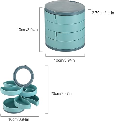 Ledeak Boite a Bijoux Ronde, Coffret à Bijoux 4 Niveaux 360 Degrés Organisateur Bijoux, Rangement a Bijoux de Voyage Jewelry Stockage Cas pour Bagues Colliers Boucles d'oreille Bracelets (Bleu) - Nail Gallerys