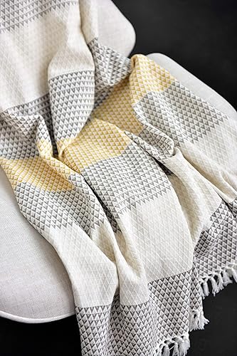 nielsen HOME Plaid Dana, 150x200 cm, Blanc Brun Jaune, Coton - Nail Gallerys