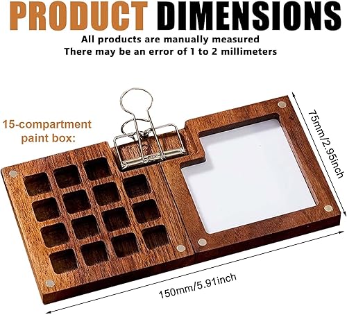 Mini palette d'aquarelle, kit de voyage en bois, carnet de croquis, mini aquarelle, outils de peinture portables, mini palettes aquarelles portables pour peintres, artistes, étudiants (24 couleurs) - Nail Gallerys