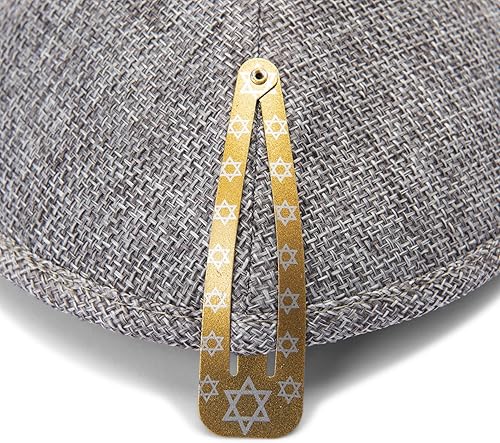 Lin Gris Foncé Kippah Brodé Jérusalem Menorah Yarmulke Judaica 15cm - Nail Gallerys