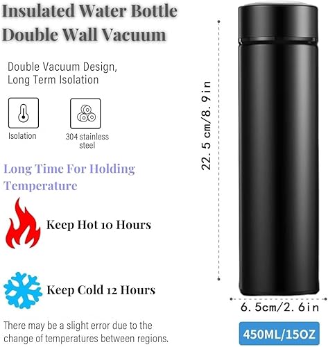 Bouteilles isothermes – Gobelet sous vide pour café, thé et boissons avec infuseur en acier inoxydable – Bouteille de voyage pour thé, café – Bouteille de voyage pour eau chaude et froide (Bleu) - Nail Gallerys