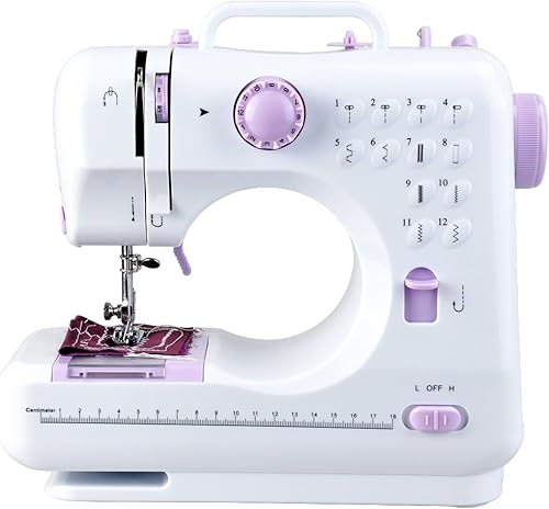 DEWEL Machine à Coudre 12 Ponits Fil et Vitesse Double avec Bobine de Fil Canette et Pédale avec LED éclairage Ajustable Multifonctionnelle portable Outil de Couture Domestique - Nail Gallerys