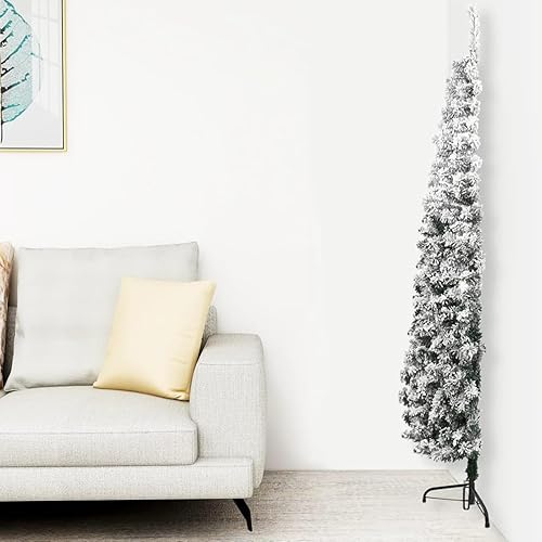 ARKEM Demi Sapin de Noël Artificiel Mince avec Neige floquée 180 cm,Sapin De Noel Artificiel,Cônes De Noël - Nail Gallerys