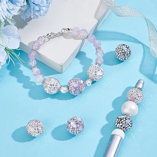 UNICRAFTALE 8pcs 4 style Perles en Strass pour Stylos Perles Disco en Argile 16mm Perle Fantaisie Scintillantes Grosses Perle Bugglegum Diamant Scintillante pour Fabrication de Bracelets de Porte Clés - Nail Gallerys