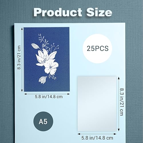 Grevosea - Lot de 25 feuilles de papier d'art A5 - Cyanotype - Blanc - 14.8 x 21 cm - Nail Gallerys