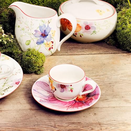 Villeroy & Boch - Soucoupe à Café Mariefleur Basic, Belle Soucoupe au Décor Floral Enjoué en Porcelaine Premium, Compatible Lave-Vaisselle, 16 cm - Nail Gallerys