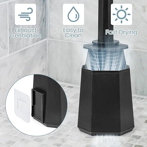 GIOVARA Brosse à WC en Silicone Golf, Brosse à WC Longue Poignée - Nettoyage 360° sans Coins Mort, Séchage Rapide, Montage Mural, Debout pour Salle de Bains - Nail Gallerys