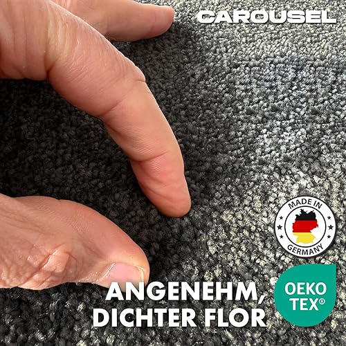 Floordirekt Carousel Tapis de bain 67 x 200 cm, anthracite, à poils longs, doux et dense, extra moelleux, dos antidérapant - Nail Gallerys