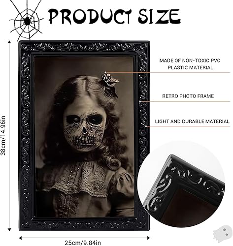 Yomaido Lot de 4 décorations d'Halloween 3D avec visage changeant de cadre photo effrayant pour portrait d'horreur, image effrayante, décoration de porte d'Halloween, porche gothique, accessoires de - Nail Gallerys