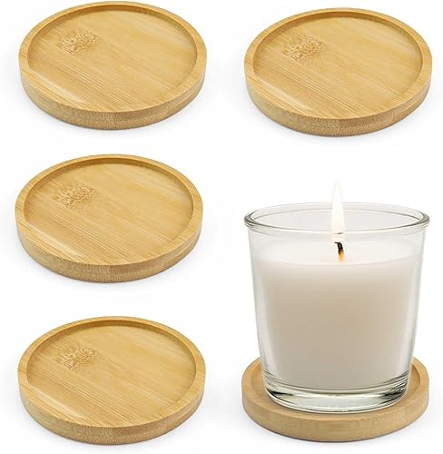 FINELYCR Wooden Cup Mat, 4 Pièces Dessous de Tasse, Dessous de Tasse Diamètre 9 cm, Dessous de Verre Bois, Wooden Cup Mat pour Boissons, Bar, Verres, Chandeliers - Nail Gallerys