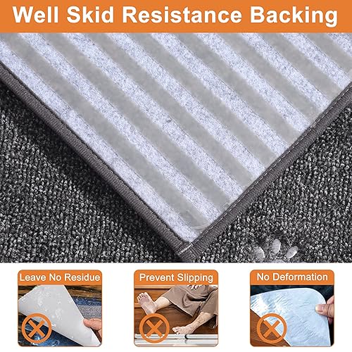 BEQHAUSE Lot de 4 tapis d'escalier antidérapants lavables en machine pour enfants, personnes âgées et animaux domestiques, 100 % polyester, gris foncé - 22 x 71 cm - Nail Gallerys