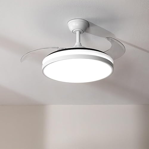 Cecotec Ventilateur de Plafond avec Lumière Energysilence Aero 4300 Invisible White. 35W, 6 Vitesses, Pales Rétractables, Télécommande, Minuteur, Lumière LED Intégrée, Intensité Lumineuse Réglable - Nail Gallerys