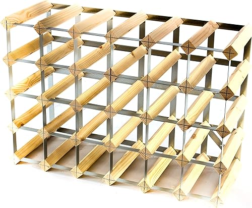 Cranville wine racks Classique en Bois de pin 30 (6x4) de la Bouteille et casier à vin en métal galvanisé assemblés prêts - Nail Gallerys