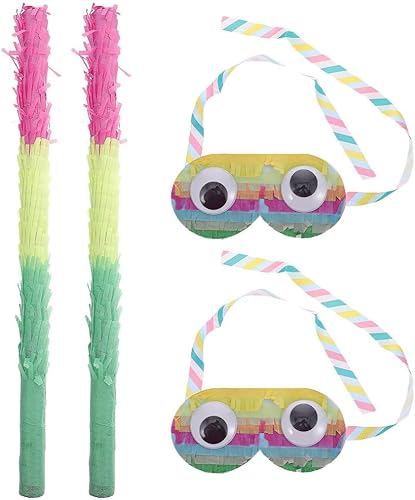 QUMIIRITY 2 Ensembles Jouets de de masque oculaire coloré frappe enfants faire la fête Couverture lunettes pinata bâtons de piñata de fête d'enfant papier - Nail Gallerys