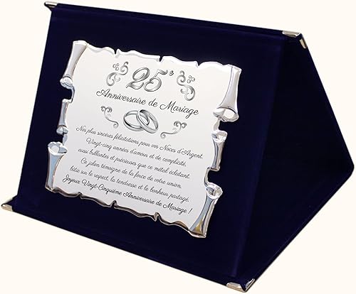 Plaque Souvenir Élégante pour 50e Anniversaire de Mariage | Cadeau Cinquantième | Noces d'Or | Parchemin en Métal Doré Décoratif avec Dédicatoire (Bleu, 50 Ans) - Nail Gallerys