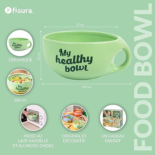 Fisura – Bol ramen 'Noodles'. Grand bol japonais original pour soupe. Tasse à ramen en céramique 680 ml. Tasse nouilles pour Pho, Udon et Soba. 19,5 cm x 8,5 cm - Nail Gallerys