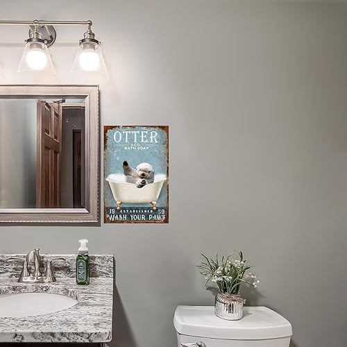 Plaque en Métal Rétro Animaux Drôles Salle de bain Signes Métal Artisanat Décoration murale pour Maison Jardin Cuisine Bar Poster Plaque 20x30cm - Nail Gallerys