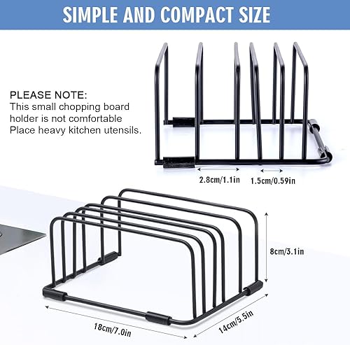 YZROHYI Support Planche a Decouper Noir,Rangement Couvercle Casserole,Porte Couvercle Cuisine,Chopping Board Holder,Organiseur de Planche à Découper,Support de Poêle en Métal pour Assiette Vaisselle - Nail Gallerys