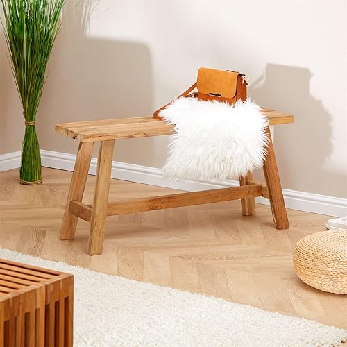 IDIMEX Banc Bout de lit Sansibar L 90 cm en Bois Massif lasuré Naturel, Siège Repose-Pieds Style Sobre et Rustique, Chambre ou entrée - Nail Gallerys