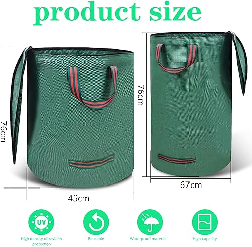 Plstod Sac Jardin Dechets Verts, Paquet de 2 120L et 272L Sac Dechets Verts, Sacs à Déchets de Jardin Avec Couvercle et Poignée, Durable, Imperméable, Adapté Aux Déchets Herbe, Feuilles - Nail Gallerys