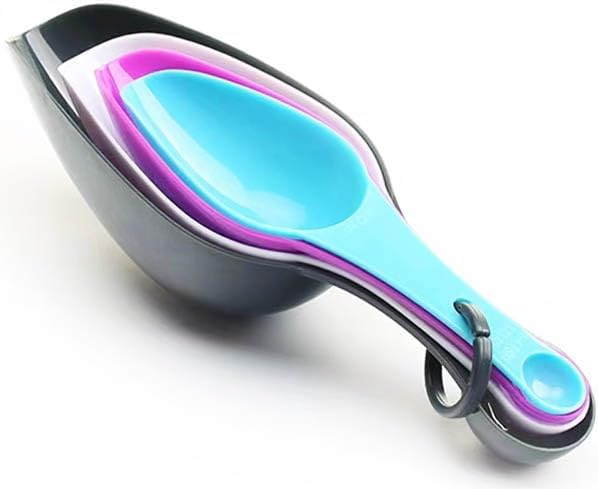 Ensemble de cuillères à mesurer, double face, convient à la plupart des pots d'épices de cuisine pour la cuisson et la cuisson, noir, violet, bleu, blanc, set de 4 avec crochet de rangement. - Nail Gallerys